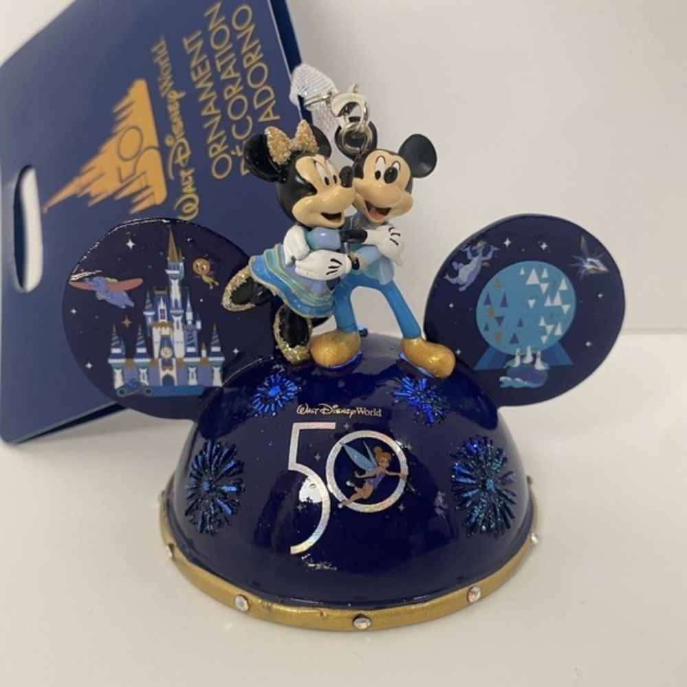 Walt Disney World 50th Anniversary Mickey Minnie Ear Hat Christmas Ornament
